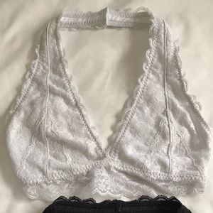 White & Black Hollister haltered bralettes